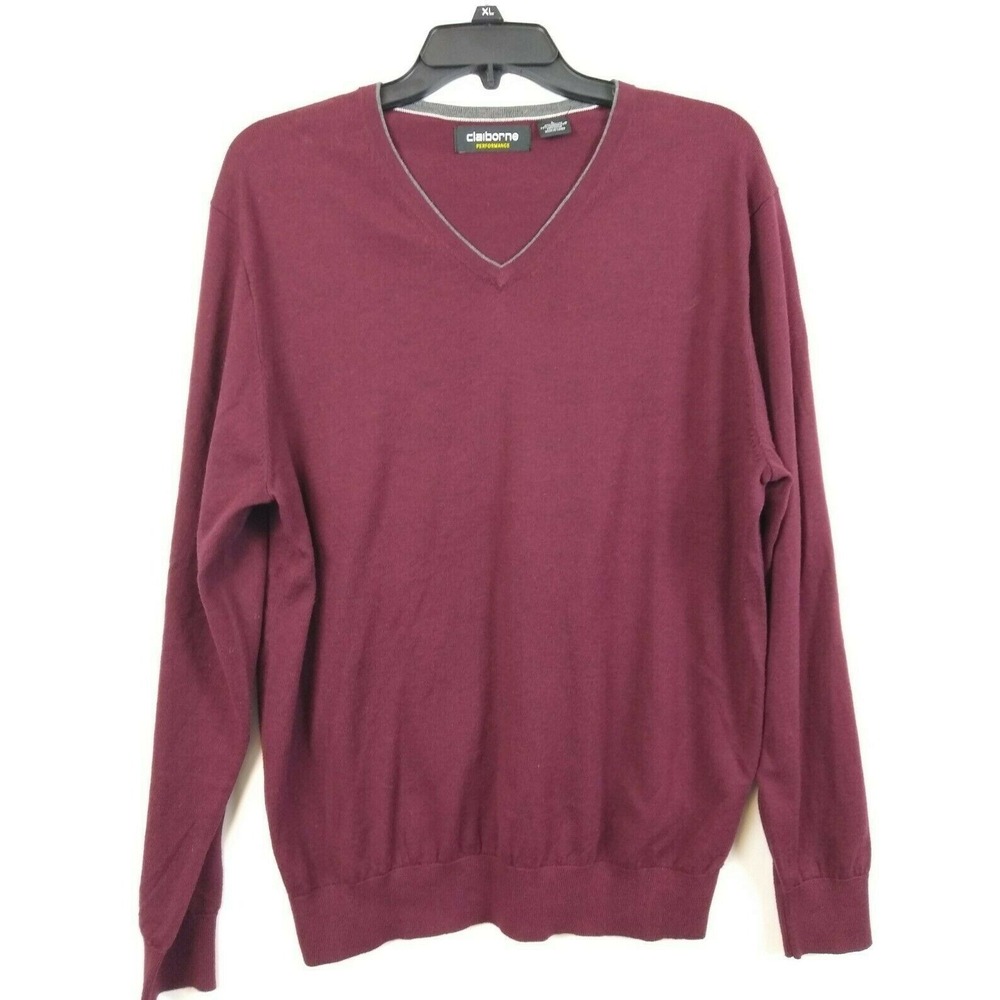 Claiborne Men's Large Casual V-Neck Cotton Thermolite Lightweight Sweater